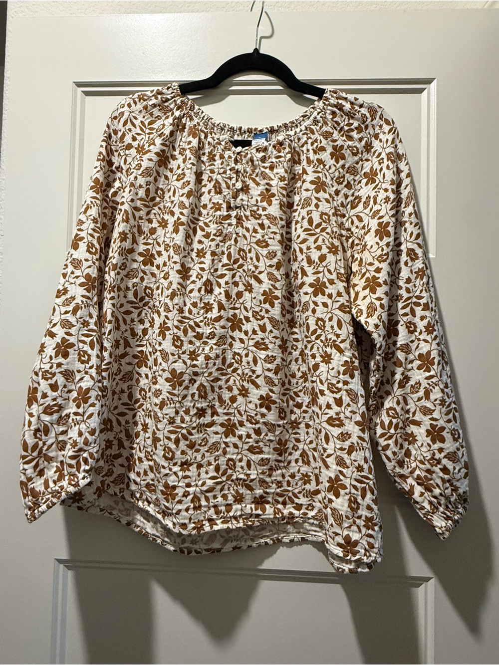 Old Navy Floral Peasant Tunic - Cream & Brown